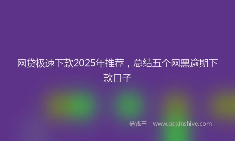 网贷极速下款2025年推荐，总结五个网黑逾期下款口子