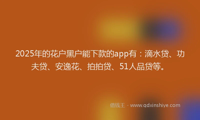 2025年的花户黑户能下款的app有：滴水贷、功夫贷、安逸花、拍拍贷、51人品贷等。