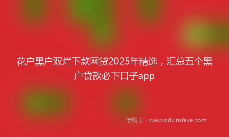花户黑户双烂下款网贷2025年精选，汇总五个黑户贷款必下口子app