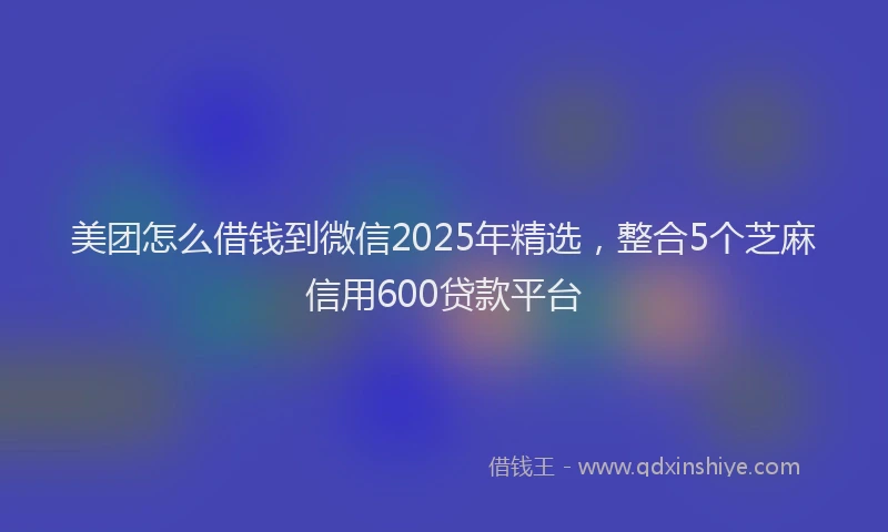 美团怎么借钱到微信2025年精选，整合5个芝麻信用600贷款平台