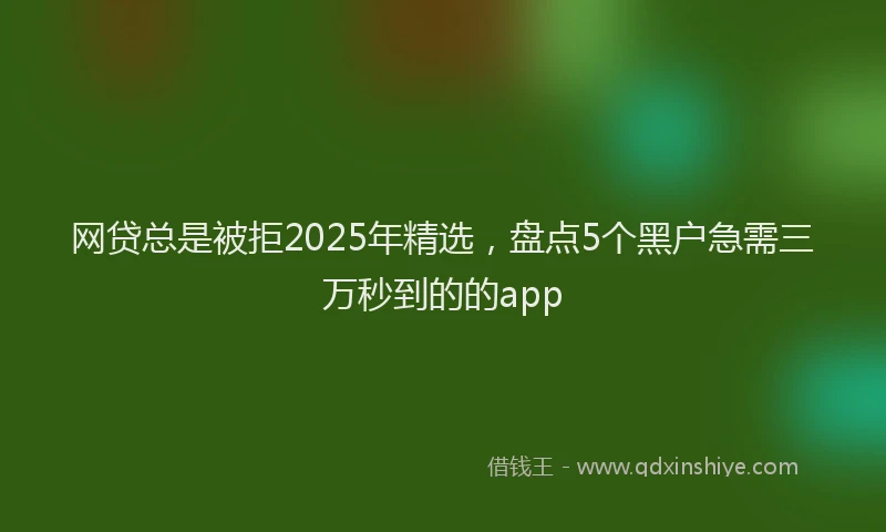 网贷总是被拒2025年精选，盘点5个黑户急需三万秒到的的app