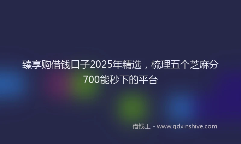 臻享购借钱口子2025年精选，梳理五个芝麻分700能秒下的平台