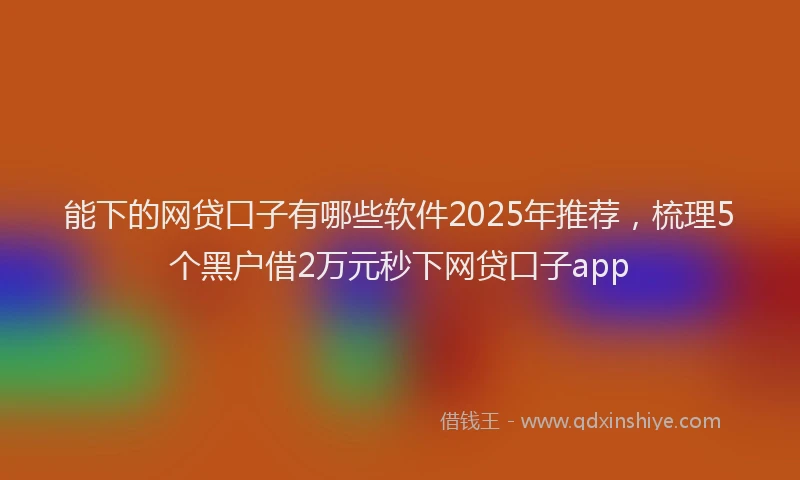 能下的网贷口子有哪些软件2025年推荐，梳理5个黑户借2万元秒下网贷口子app