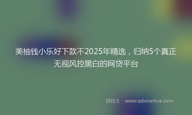 美柚钱小乐好下款不2025年精选，归纳5个真正无视风控黑白的网贷平台