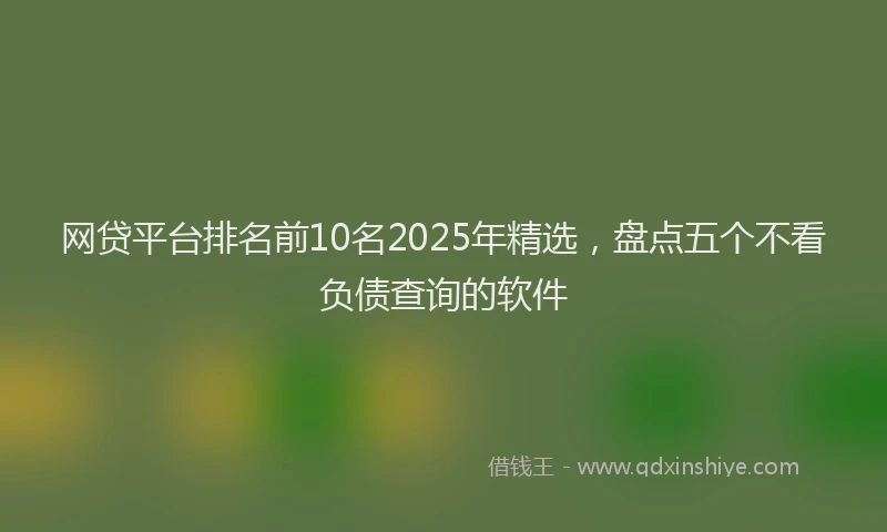 网贷平台排名前10名2025年精选，盘点五个不看负债查询的软件