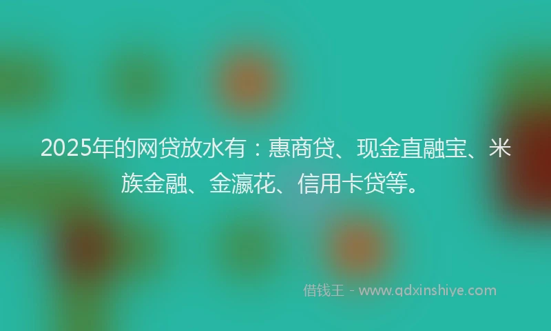 2025年的网贷放水有：惠商贷、现金直融宝、米族金融、金瀛花、信用卡贷等。