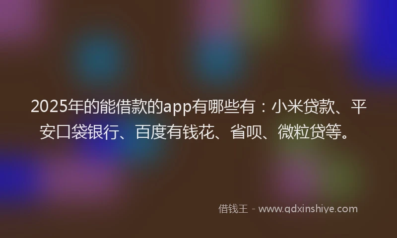 2025年的能借款的app有哪些有：小米贷款、平安口袋银行、百度有钱花、省呗、微粒贷等。