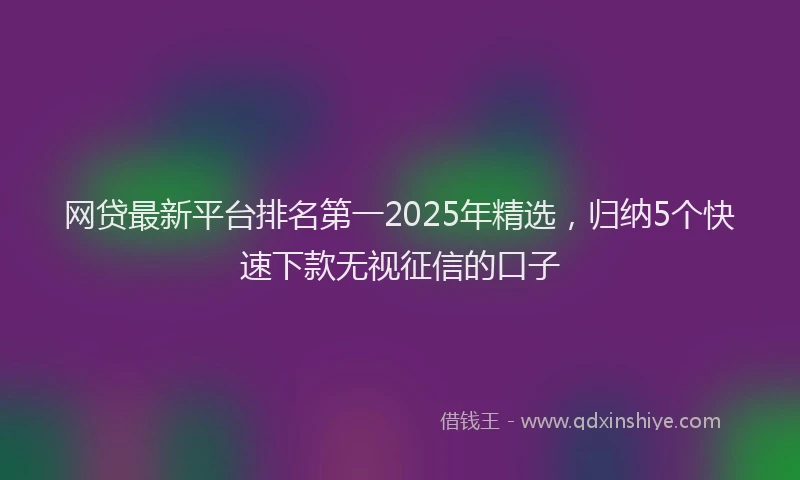 网贷最新平台排名第一2025年精选，归纳5个快速下款无视征信的口子