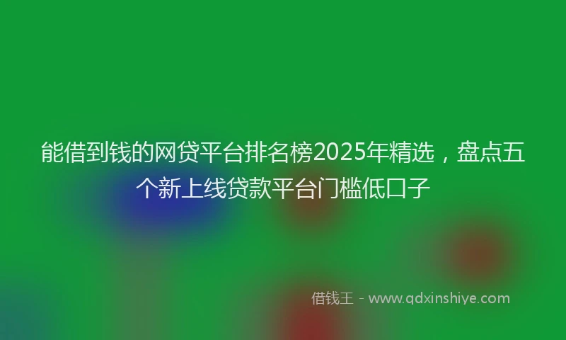 能借到钱的网贷平台排名榜2025年精选，盘点五个新上线贷款平台门槛低口子