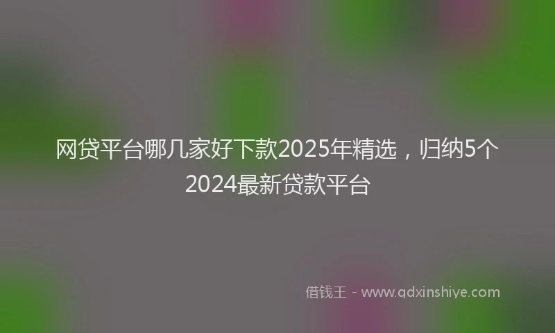 网贷平台哪几家好下款2025年精选，归纳5个2024最新贷款平台
