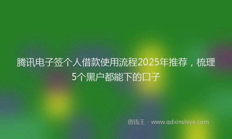 腾讯电子签个人借款使用流程2025年推荐，梳理5个黑户都能下的口子