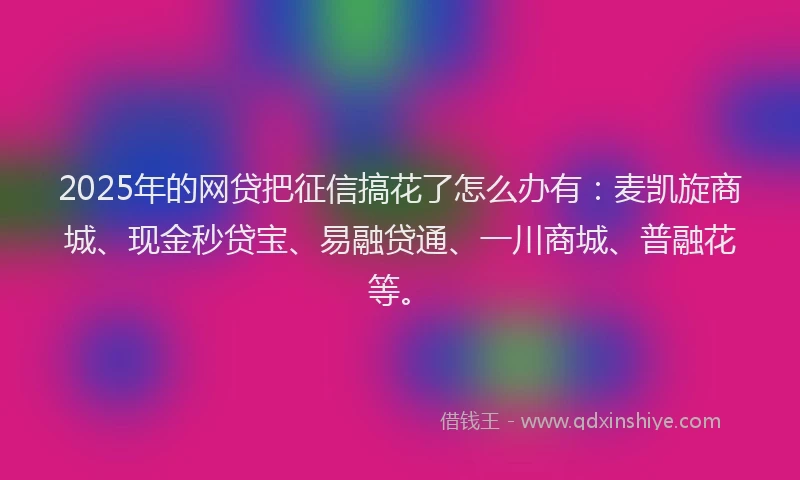 2025年的网贷把征信搞花了怎么办有：麦凯旋商城、现金秒贷宝、易融贷通、一川商城、普融花等。