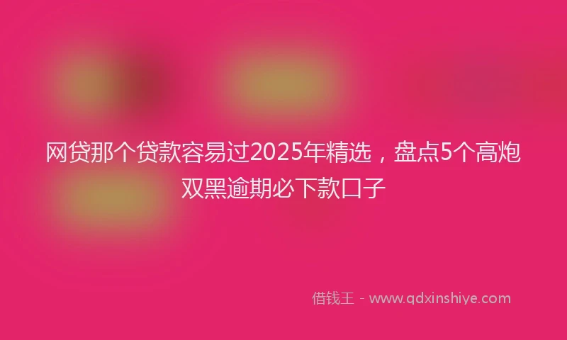 网贷那个贷款容易过2025年精选，盘点5个高炮双黑逾期必下款口子