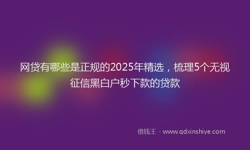网贷有哪些是正规的2025年精选，梳理5个无视征信黑白户秒下款的贷款