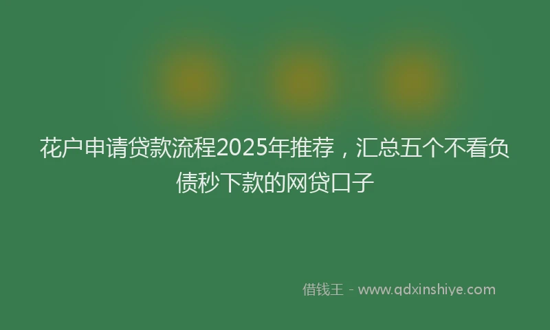 花户申请贷款流程2025年推荐，汇总五个不看负债秒下款的网贷口子