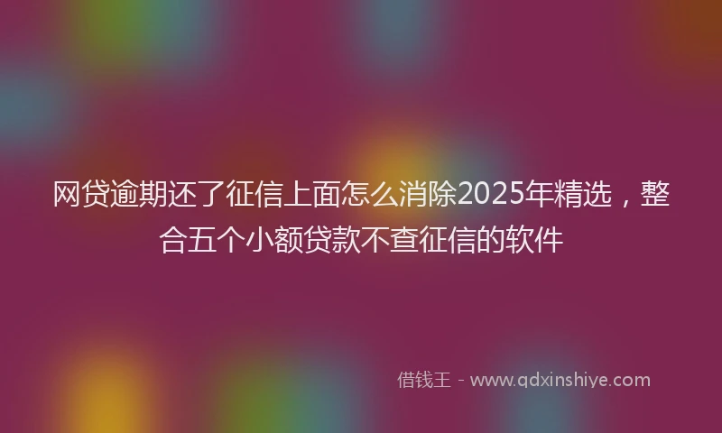 网贷逾期还了征信上面怎么消除2025年精选，整合五个小额贷款不查征信的软件
