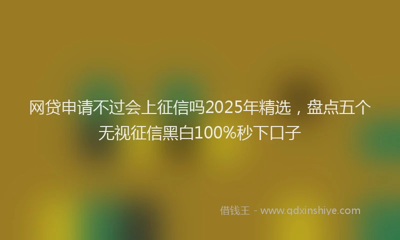 网贷申请不过会上征信吗2025年精选，盘点五个无视征信黑白100%秒下口子