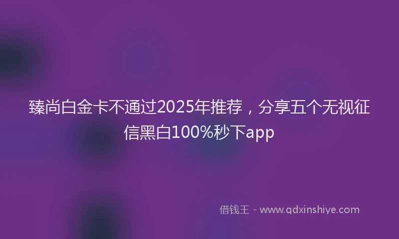 臻尚白金卡不通过2025年推荐，分享五个无视征信黑白100%秒下app