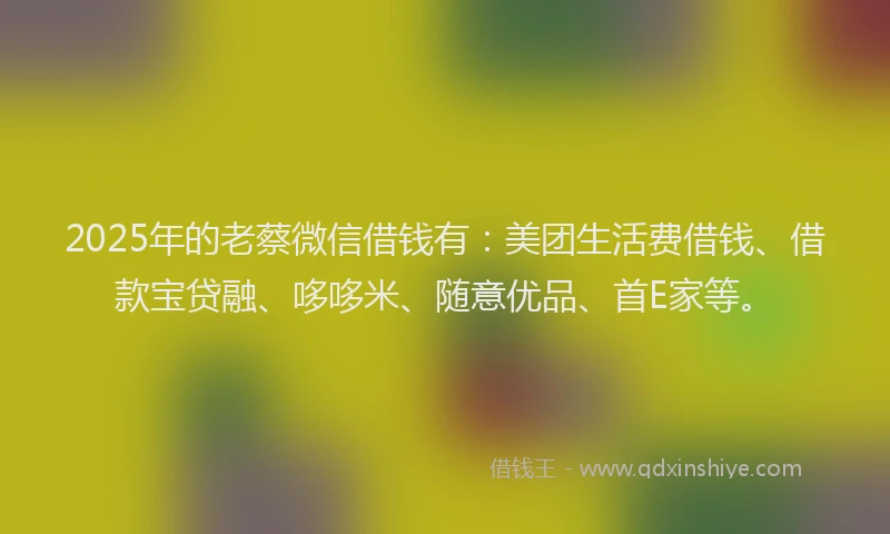 2025年的老蔡微信借钱有：美团生活费借钱、借款宝贷融、哆哆米、随意优品、首E家等。