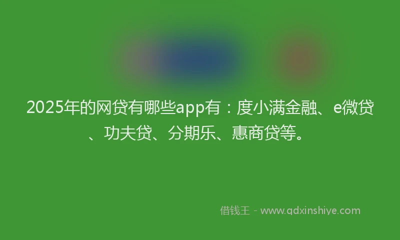 2025年的网贷有哪些app有：度小满金融、e微贷、功夫贷、分期乐、惠商贷等。