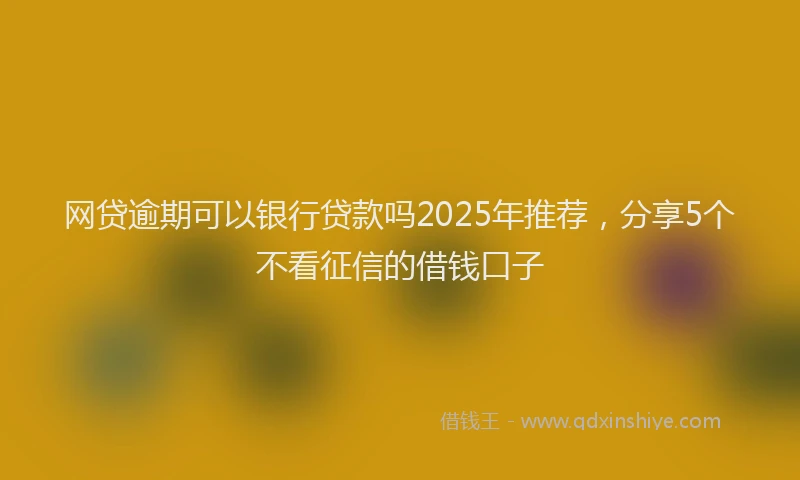 网贷逾期可以银行贷款吗2025年推荐，分享5个不看征信的借钱口子