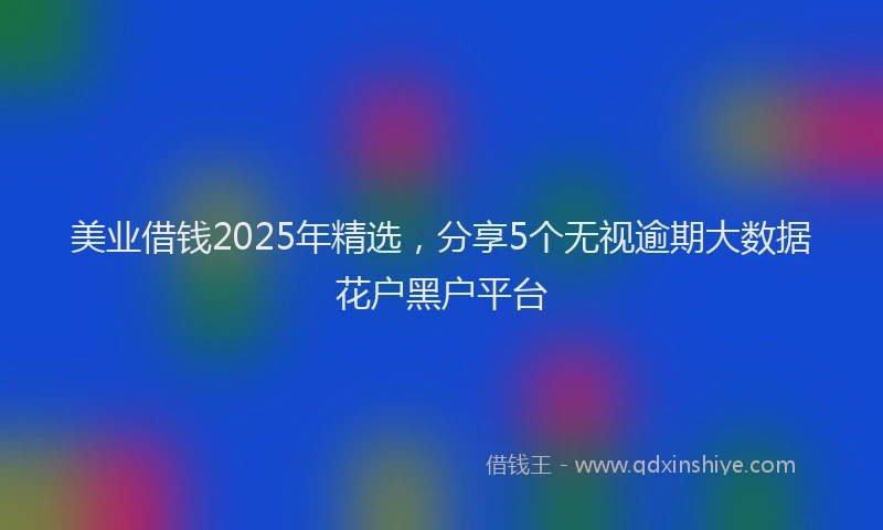 美业借钱2025年精选，分享5个无视逾期大数据花户黑户平台