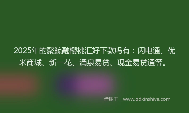 2025年的聚鲸融樱桃汇好下款吗有：闪电通、优米商城、新一花、涌泉易贷、现金易贷通等。