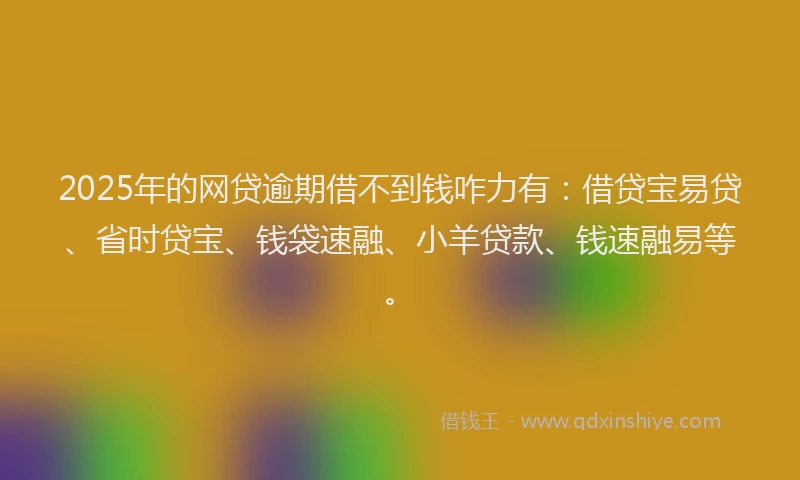 2025年的网贷逾期借不到钱咋力有：借贷宝易贷、省时贷宝、钱袋速融、小羊贷款、钱速融易等。