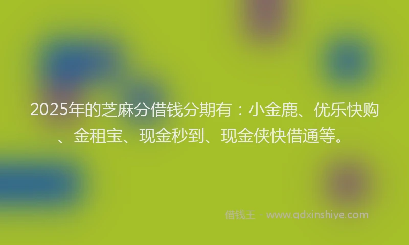 2025年的芝麻分借钱分期有：小金鹿、优乐快购、金租宝、现金秒到、现金侠快借通等。