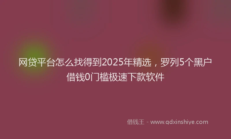 网贷平台怎么找得到2025年精选，罗列5个黑户借钱0门槛极速下款软件