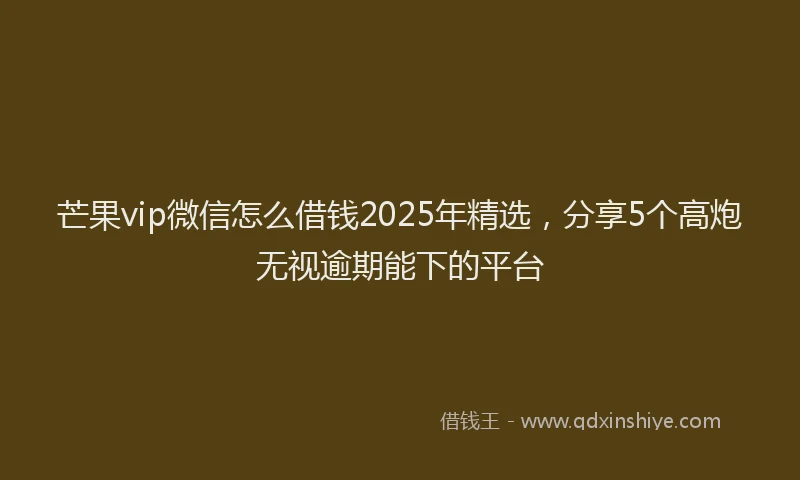 芒果vip微信怎么借钱2025年精选，分享5个高炮无视逾期能下的平台
