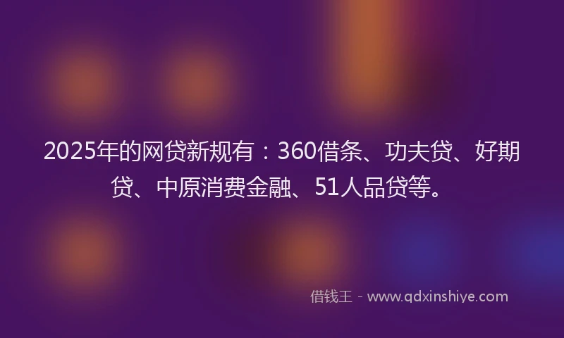 2025年的网贷新规有：360借条、功夫贷、好期贷、中原消费金融、51人品贷等。