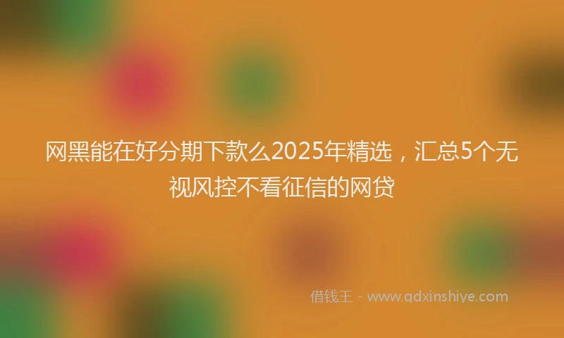 网黑能在好分期下款么2025年精选，汇总5个无视风控不看征信的网贷