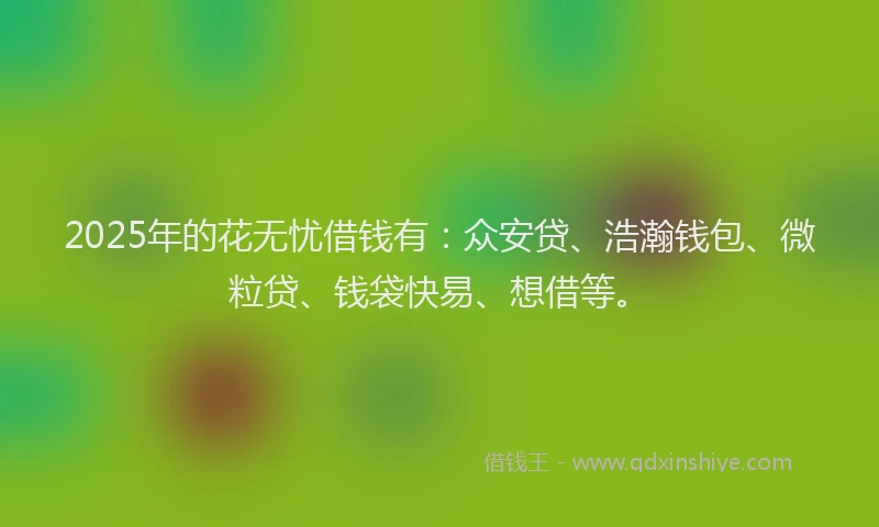 2025年的花无忧借钱有：众安贷、浩瀚钱包、微粒贷、钱袋快易、想借等。