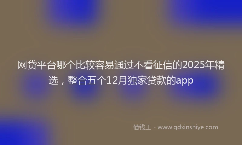 网贷平台哪个比较容易通过不看征信的2025年精选，整合五个12月独家贷款的app
