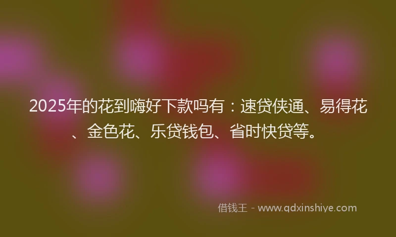 2025年的花到嗨好下款吗有：速贷侠通、易得花、金色花、乐贷钱包、省时快贷等。