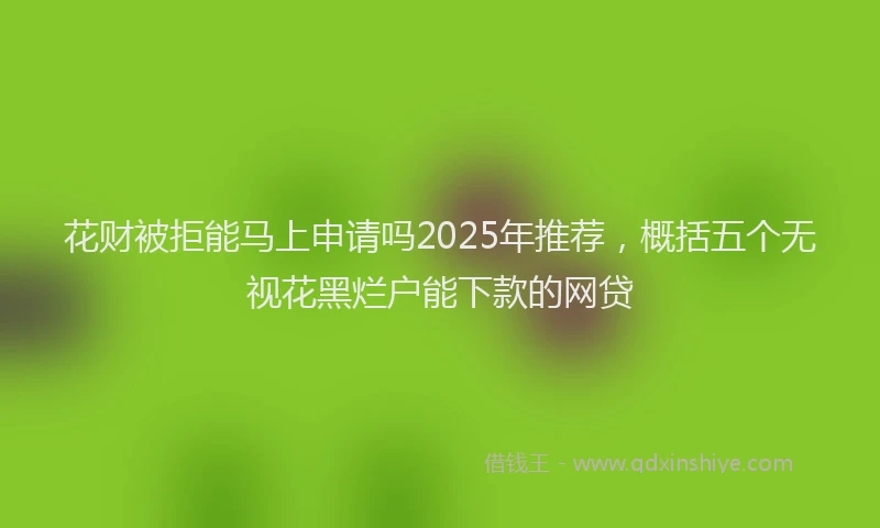 花财被拒能马上申请吗2025年推荐，概括五个无视花黑烂户能下款的网贷