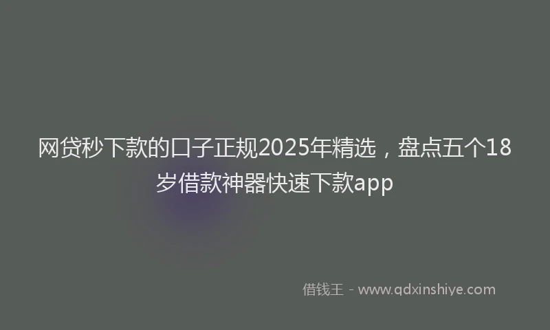 网贷秒下款的口子正规2025年精选，盘点五个18岁借款神器快速下款app