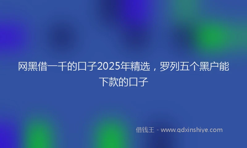 网黑借一千的口子2025年精选，罗列五个黑户能下款的口子
