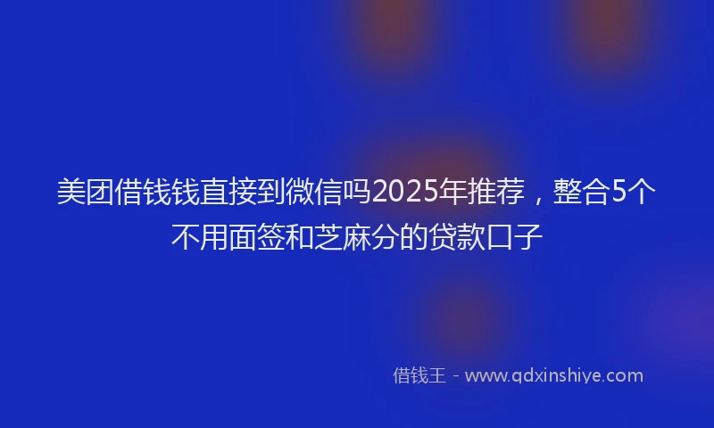 美团借钱钱直接到微信吗2025年推荐，整合5个不用面签和芝麻分的贷款口子