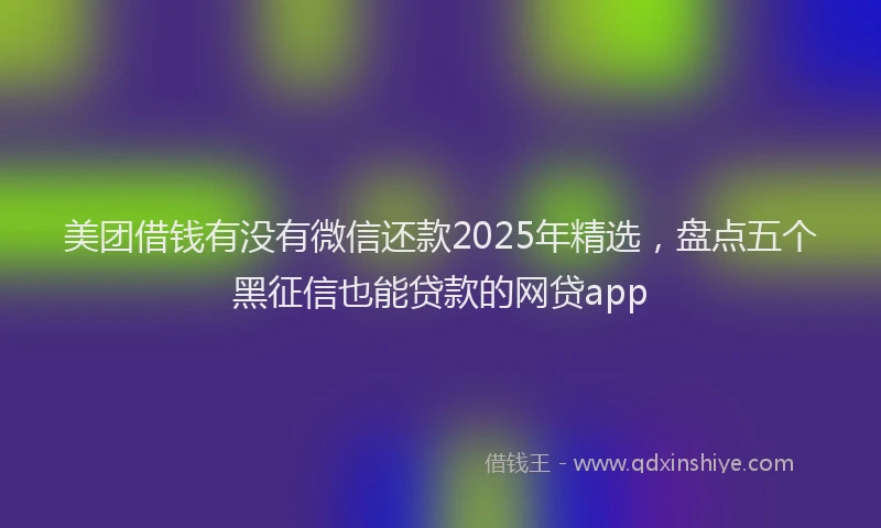 美团借钱有没有微信还款2025年精选，盘点五个黑征信也能贷款的网贷app