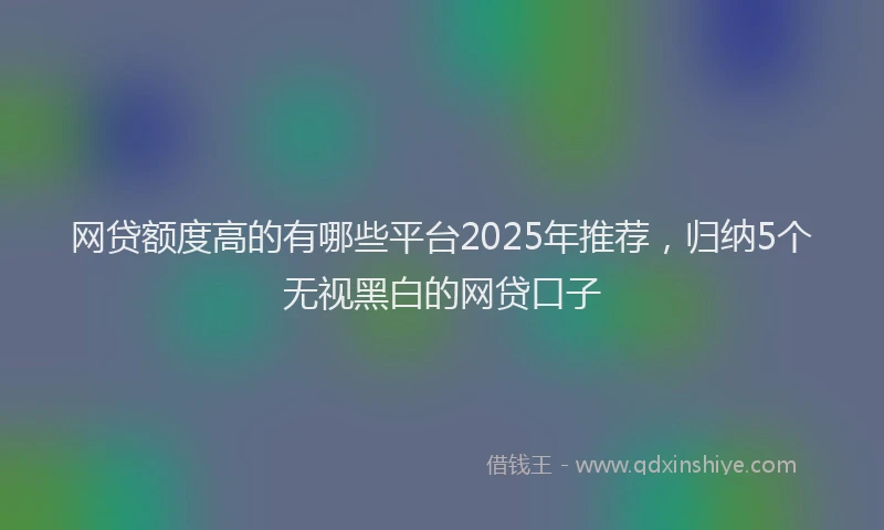 网贷额度高的有哪些平台2025年推荐，归纳5个无视黑白的网贷口子