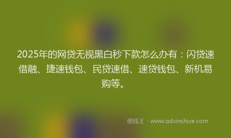 2025年的网贷无视黑白秒下款怎么办有：闪贷速借融、捷速钱包、民贷速借、速贷钱包、新机易购等。