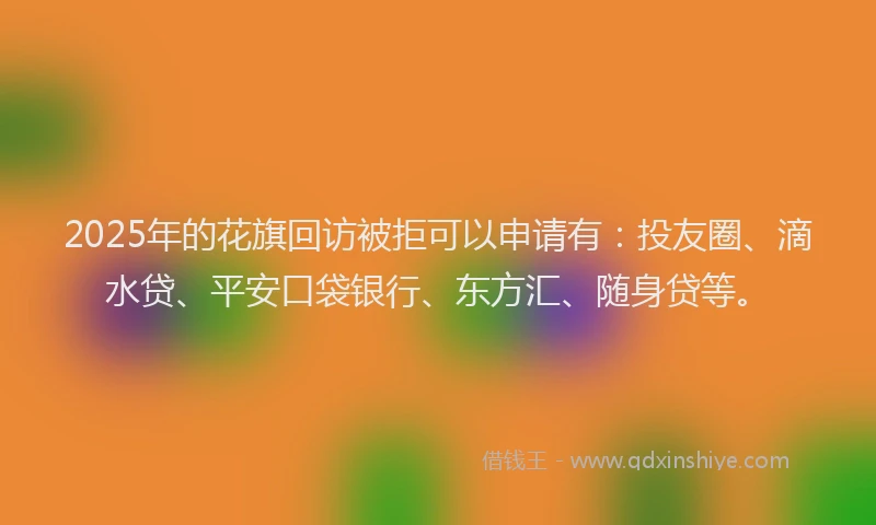 2025年的花旗回访被拒可以申请有：投友圈、滴水贷、平安口袋银行、东方汇、随身贷等。