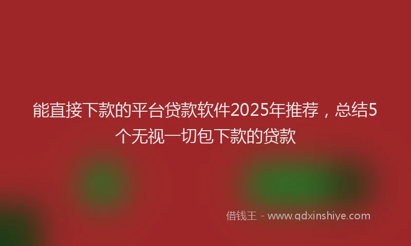 能直接下款的平台贷款软件2025年推荐，总结5个无视一切包下款的贷款