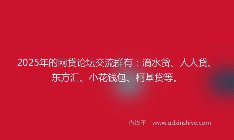 2025年的网贷论坛交流群有：滴水贷、人人贷、东方汇、小花钱包、柯基贷等。
