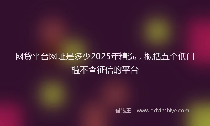 网贷平台网址是多少2025年精选，概括五个低门槛不查征信的平台