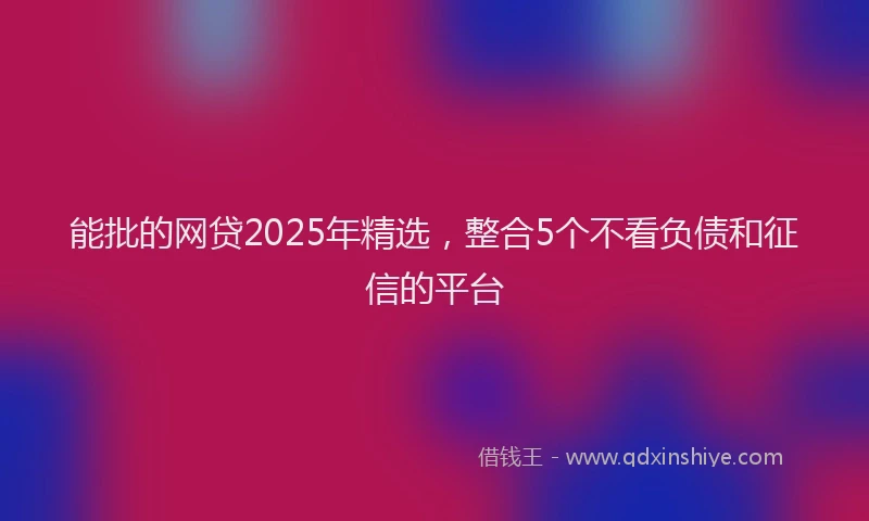 能批的网贷2025年精选，整合5个不看负债和征信的平台