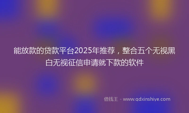 能放款的贷款平台2025年推荐，整合五个无视黑白无视征信申请就下款的软件