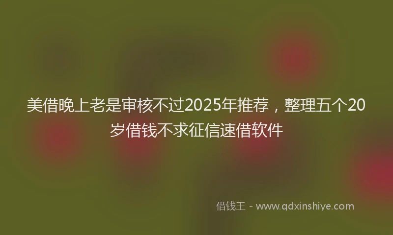 美借晚上老是审核不过2025年推荐，整理五个20岁借钱不求征信速借软件